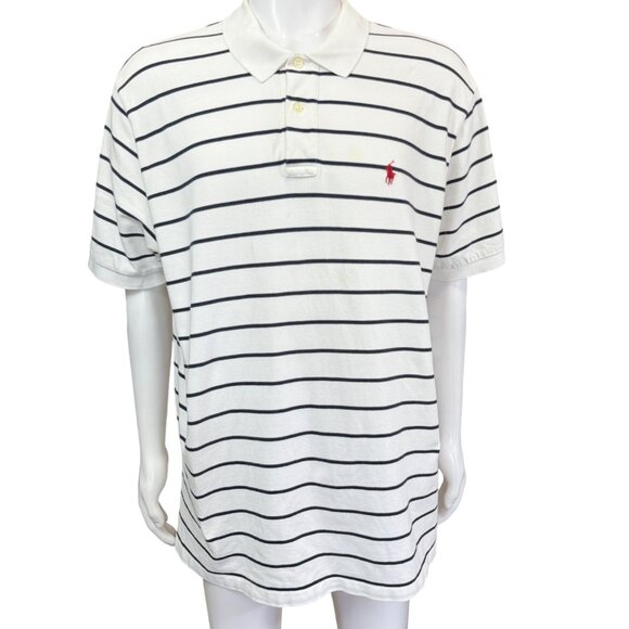 Polo Ralph Lauren Other - Polo Ralph Lauren Mens Striped Polo Shirt XXL Short Sleeve White Cotton Classic